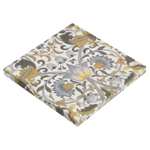 William Morris Lodden Floral Pattern: Blue Gold Gallery Wrap