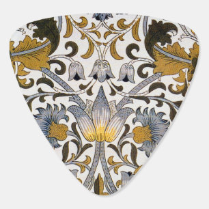 William Morris Lodden Floral Pattern: Blue Gold Guitar Pick