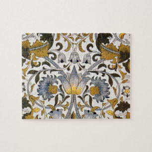 William Morris Lodden Floral Pattern: Blue Gold Jigsaw Puzzle