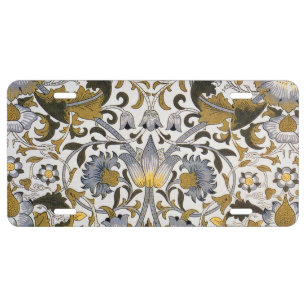 William Morris Lodden Floral Pattern: Blue Gold License Plate