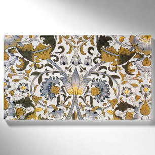 William Morris Lodden Floral Pattern: Blue Gold Name Tag