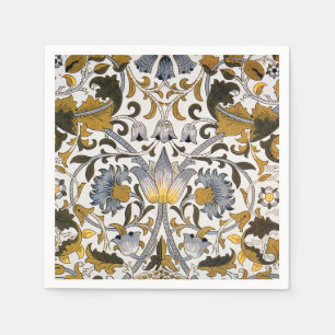 William Morris Lodden Floral Pattern: Blue Gold Napkins