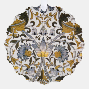 William Morris Lodden Floral Pattern: Blue Gold  Ornament Card