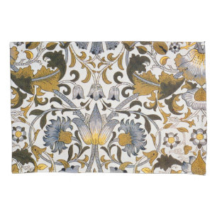 William Morris Lodden Floral Pattern: Blue Gold  Pillow Case