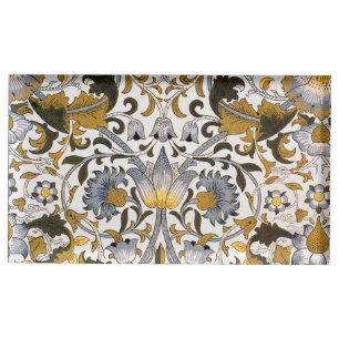 William Morris Lodden Floral Pattern: Blue Gold Place Card Holder