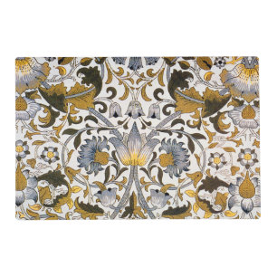 William Morris Lodden Floral Pattern: Blue Gold Placemat