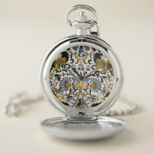 William Morris Lodden Floral Pattern: Blue Gold Pocket Watch