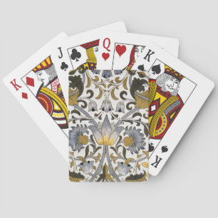William Morris Lodden Floral Pattern: Blue Gold Poker Cards