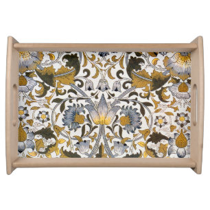 William Morris Lodden Floral Pattern: Blue Gold Serving Tray
