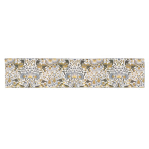 William Morris Lodden Floral Pattern: Blue Gold Short Table Runner