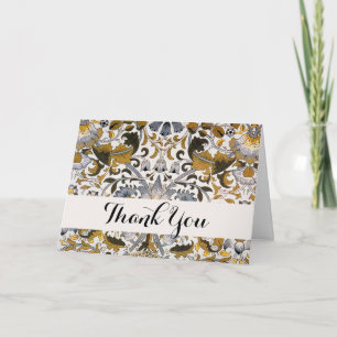 William Morris Lodden Floral Pattern: Blue Gold  Thank You Card