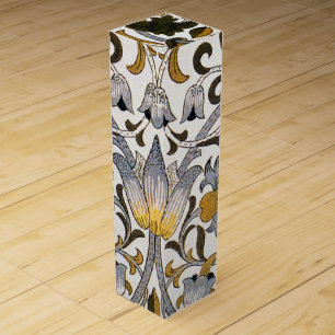 William Morris Lodden Floral Pattern: Blue Gold Wine Box