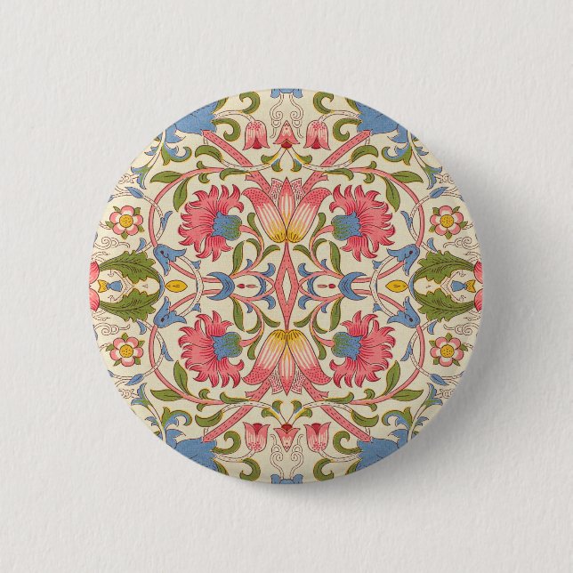 William Morris Lodden Floral Pattern Pastel  Button (Front)