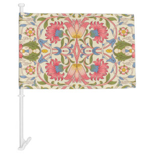 William Morris Lodden Floral Pattern Pastel  Car Flag