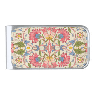 William Morris Lodden Floral Pattern Pastel  Silver Finish Money Clip