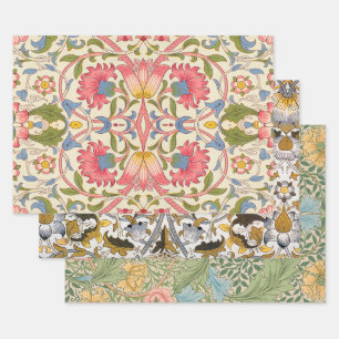 William Morris Lodden Floral Pattern Pastel Wrapping Paper Sheets