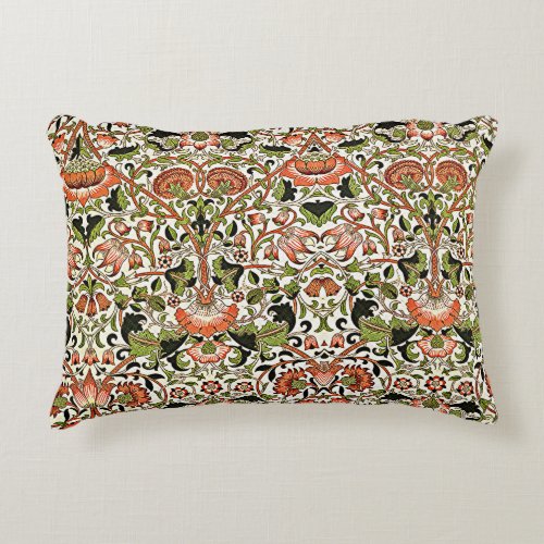 William Morris Lodden Flowers Foliage Green Pink   Accent Pillow