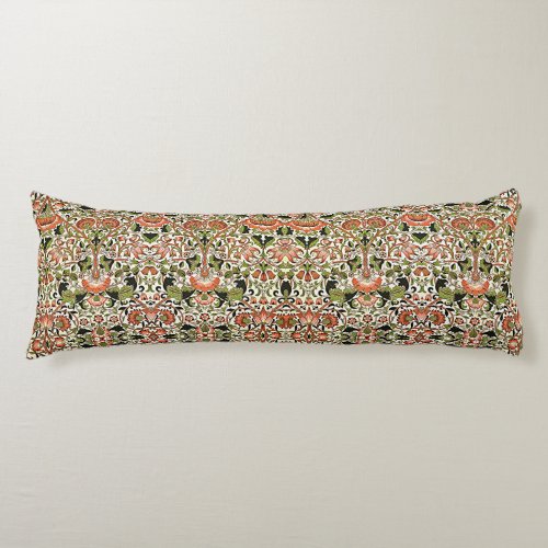 William Morris Lodden Flowers Foliage Green Pink   Body Pillow