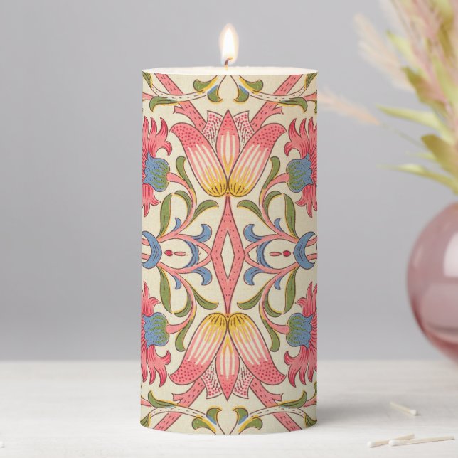 William Morris Lodden Spring Wallpaper Art  Pillar Candle (In Situ)