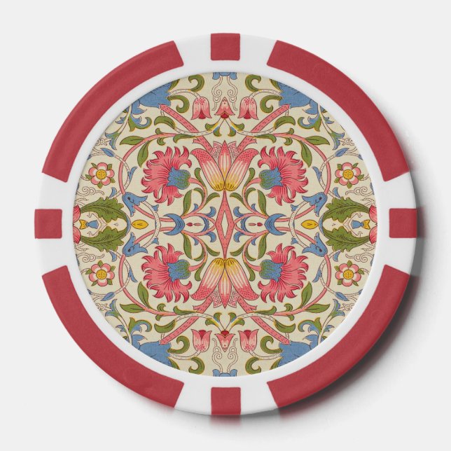 William Morris Lodden Spring Wallpaper Art  Poker Chips (Front)