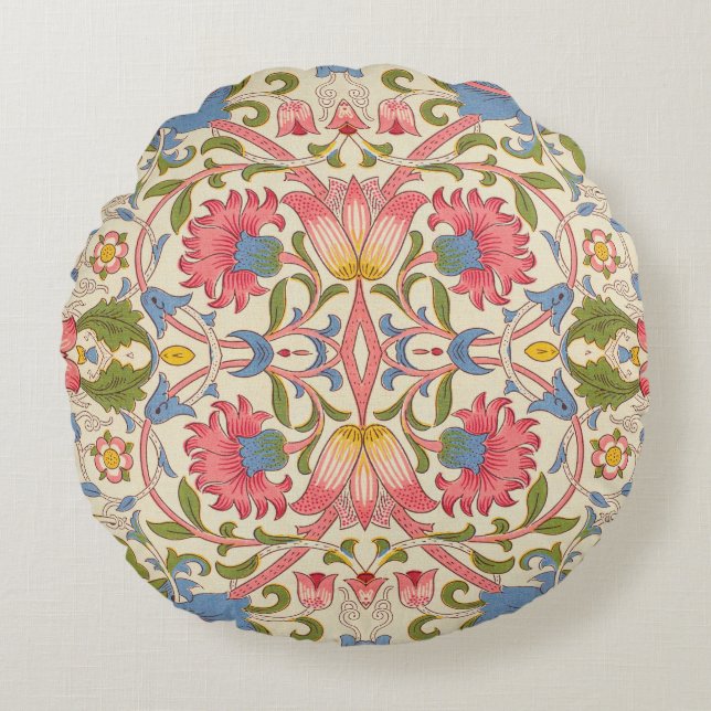 William Morris Lodden Spring Wallpaper Art  Round Pillow (Front)