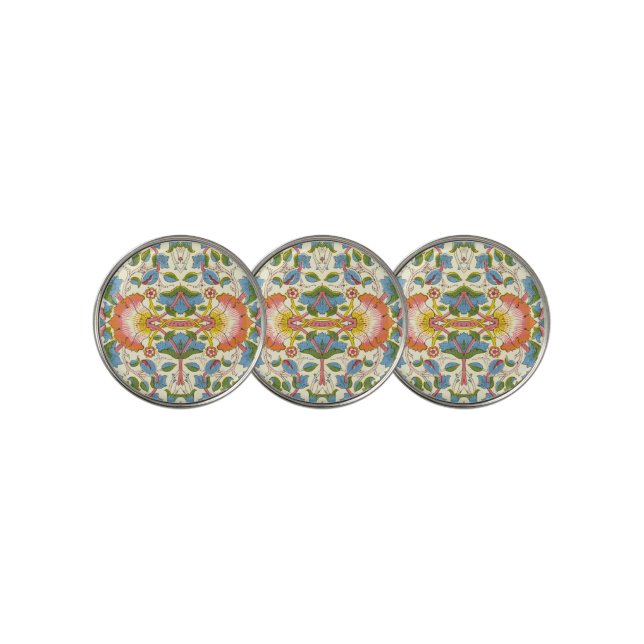 William Morris Loddon Blossom Floral Patterns Golf Ball Marker (3 Up)