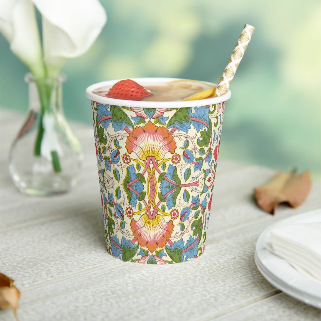 William Morris Loddon Blossom Floral Patterns Paper Cups (Insitu)