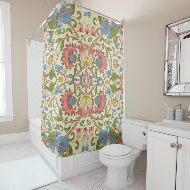 William Morris Loddon Blossom Floral Patterns Shower Curtain (In Situ)