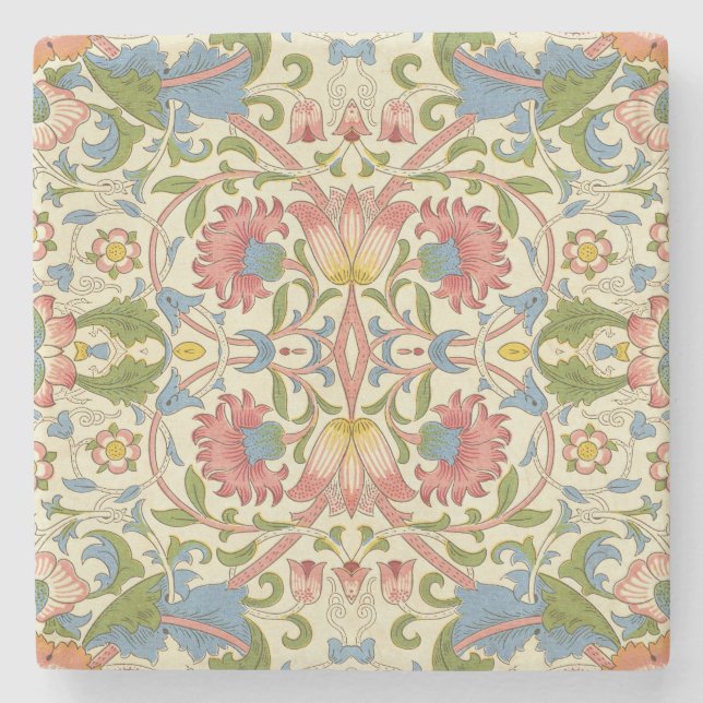 William Morris Loddon Blossom Floral Patterns Stone Coaster (Front)