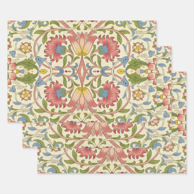 William Morris Loddon Blossom Floral Patterns Wrapping Paper Sheets (Set)
