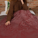 William Morris Luxury Red Floral Art Nouveau  Fleece Blanket