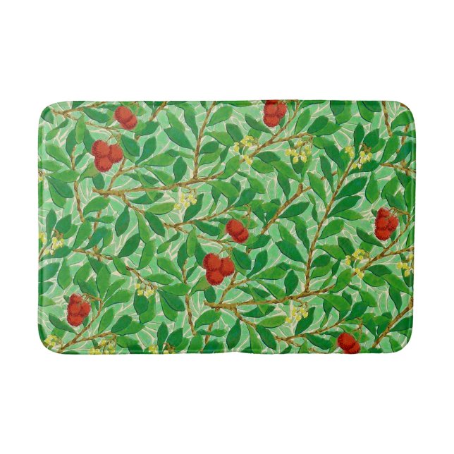 William Morris Lychee Tree Pattern, Light Green Bathroom Mat (Front)