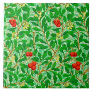 William Morris Lychee Tree Pattern, Light Green  Ceramic Tile