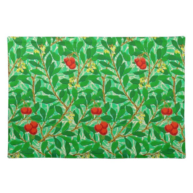 William Morris Lychee Tree Pattern, Light Green  Cloth Placemat (Front)