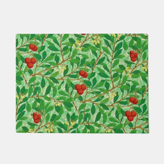 William Morris Lychee Tree Pattern, Light Green Doormat (Front)