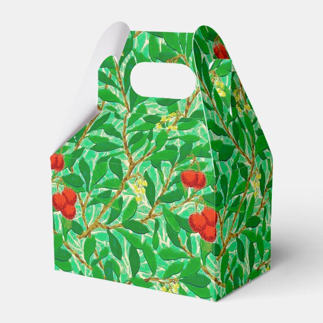 William Morris Lychee Tree Pattern, Light Green Favor Boxes (Front Side)