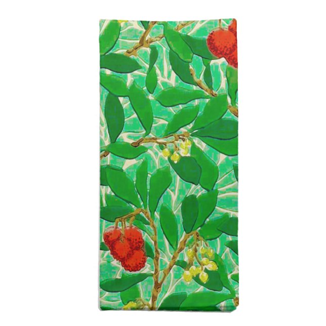 William Morris Lychee Tree Pattern, Light Green Napkin (Folded)