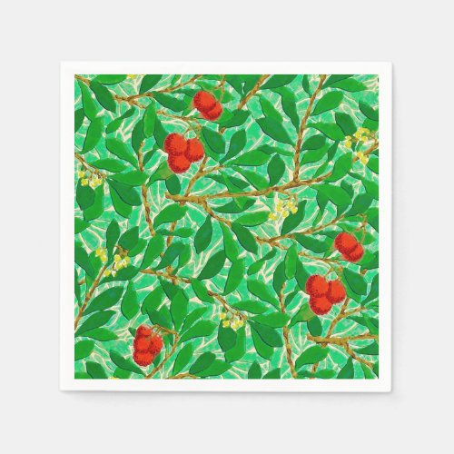 William Morris Lychee Tree Pattern Light Green Paper Napkins