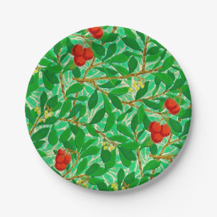 William Morris Lychee Tree Pattern, Light Green Paper Plates