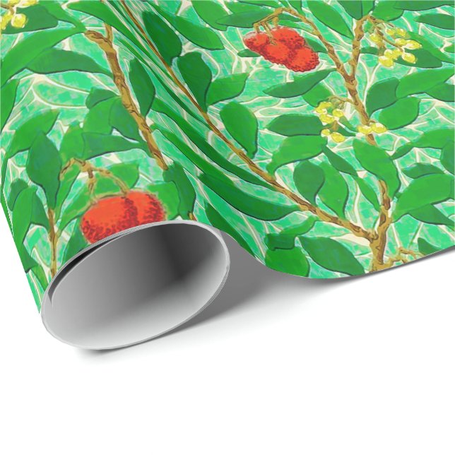 William Morris Lychee Tree Pattern, Light Green Wrapping Paper (Roll Corner)