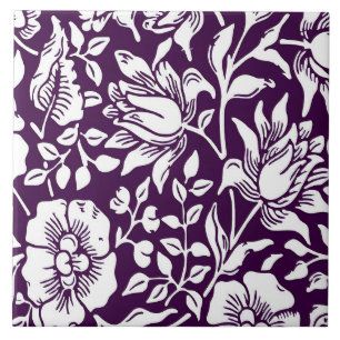 William Morris Mallow Floral Vintage Design Ceramic Tile