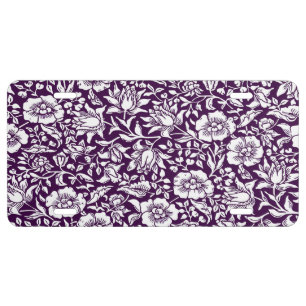 William Morris Mallow Floral Vintage Design License Plate