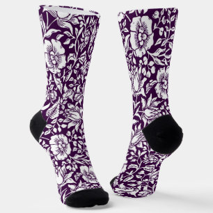 William Morris Mallow Floral Vintage Design Socks