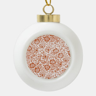 William Morris Mallow Floral Wallpaper Design Ceramic Ball Christmas Ornament