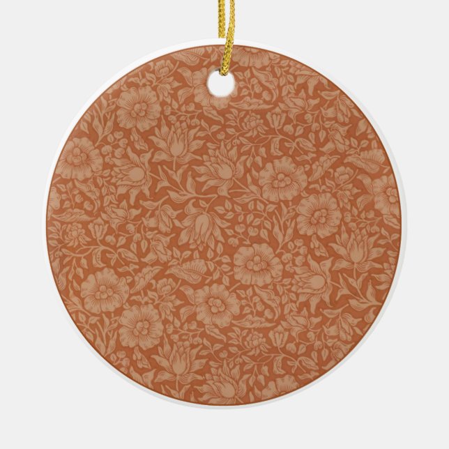 William Morris Mallow Floral Wallpaper Design Ceramic Ornament (Front)