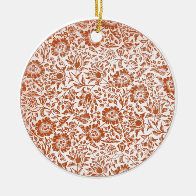 William Morris Mallow Floral Wallpaper Design Ceramic Ornament (Front)