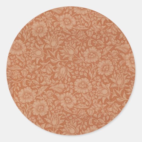 William Morris Mallow Floral Wallpaper Design Classic Round Sticker