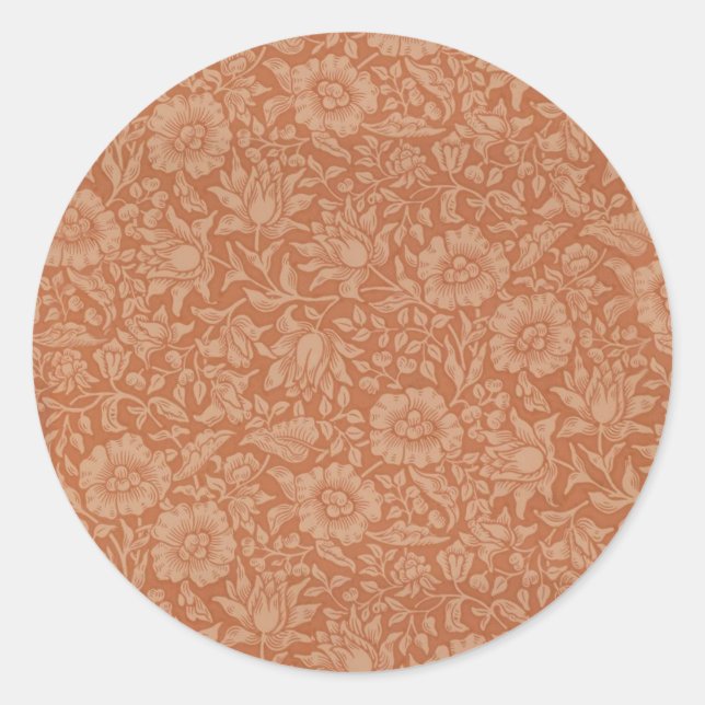 William Morris Mallow Floral Wallpaper Design Classic Round Sticker (Front)