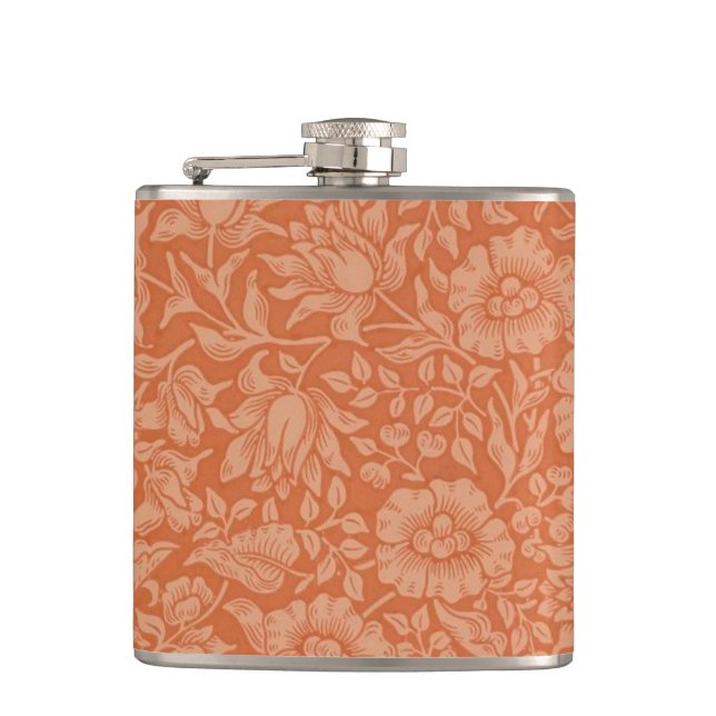 William Morris Mallow Floral Wallpaper Design Flask (Front)