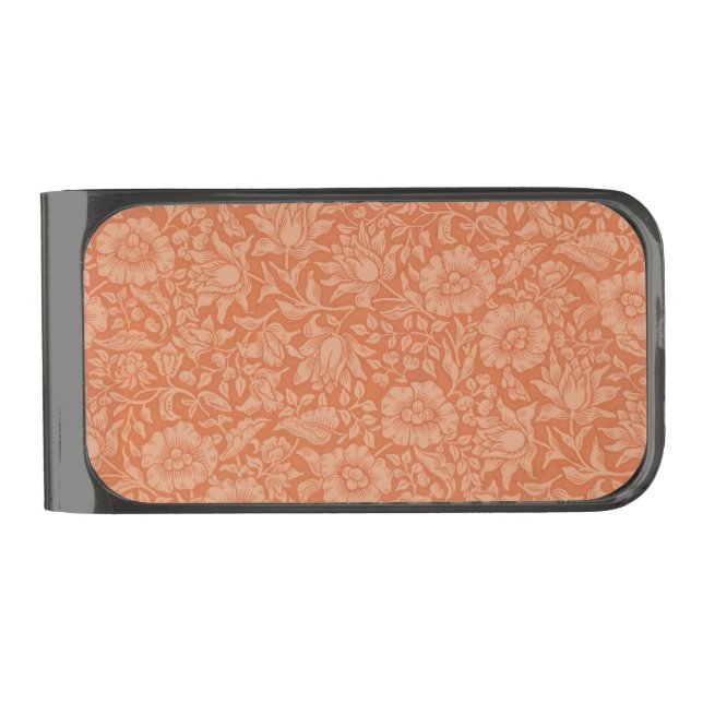 William Morris Mallow Floral Wallpaper Design Gunmetal Finish Money Clip (Front)